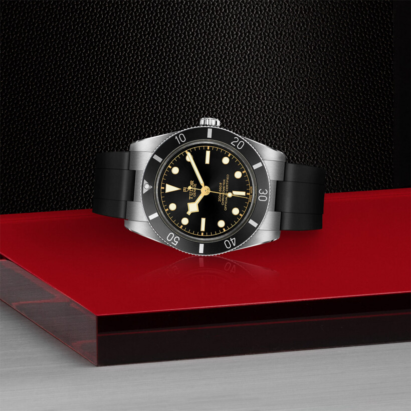 TUDOR Black Bay 54 watch, 37mm steel case, Black rubber strap