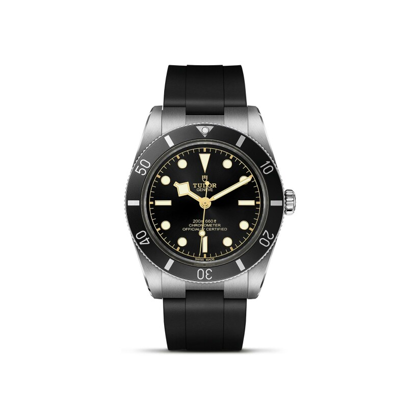 TUDOR Black Bay 54 watch, 37mm steel case, Black rubber strap