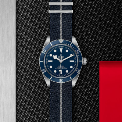 TUDOR Black Bay 58 case in steel 39 mm, blue fabric strap watch