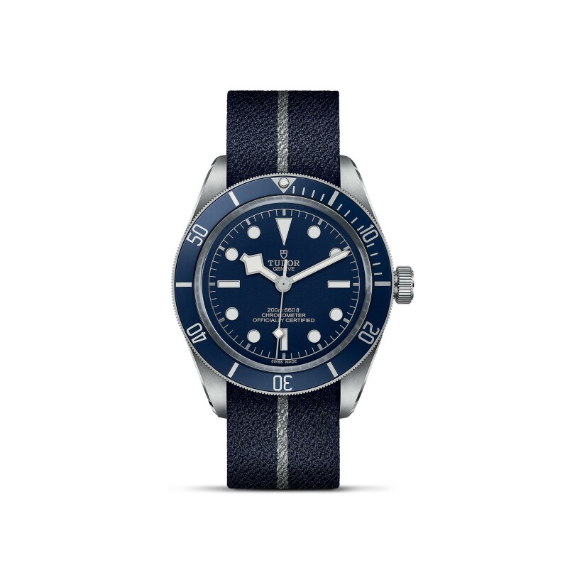 Tudor Black Bay 58 case in steel 39 mm, blue fabric strap watch