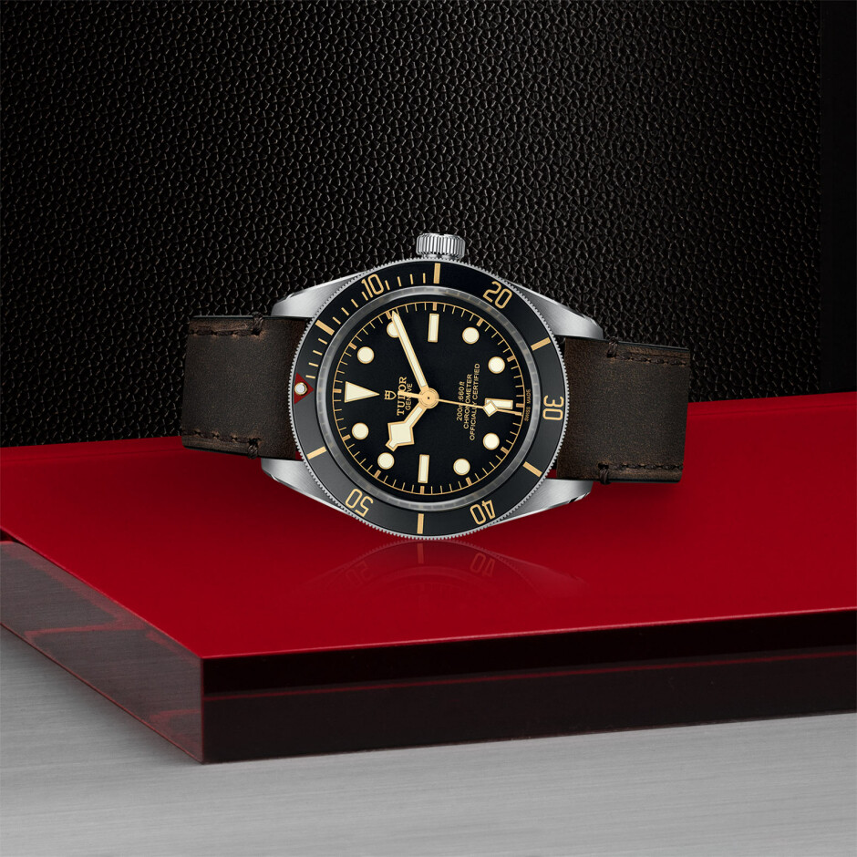 TUDOR Black Bay Fifty-Eight watch, 39 mm steel case, brown leather strap