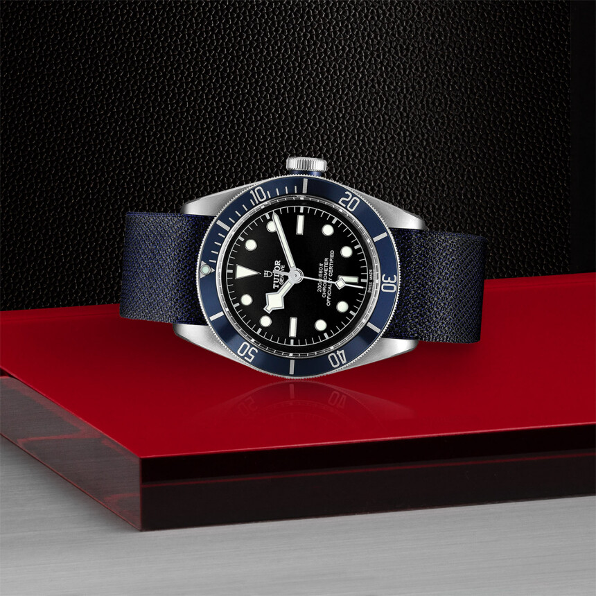 TUDOR Black Bay watch, 41 mm steel case, blue fabric strap