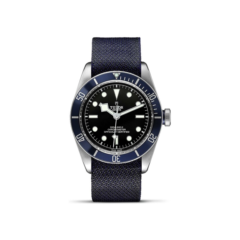 Tudor Black Bay Stahlgehäuse 41mm Uhr, blaues Stoffarmband