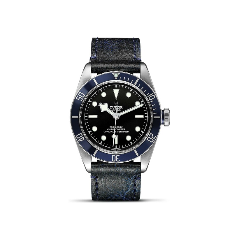 TUDOR Black Bay watch, 41 mm steel case, aged leather strap