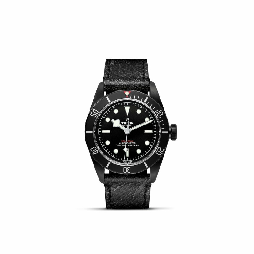TUDOR Black Bay Dark watch, 41 mm PVD steel case, aged leather strap