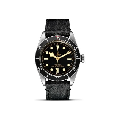 TUDOR Black Bay watch, 41 mm steel case, aged leather strap