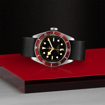 TUDOR Black Bay steel case 41 mm watch, black fabric bracelet