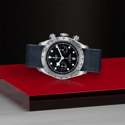 TUDOR Black Bay Heritage Chrono watch, 41 mm steel case, fabric strap