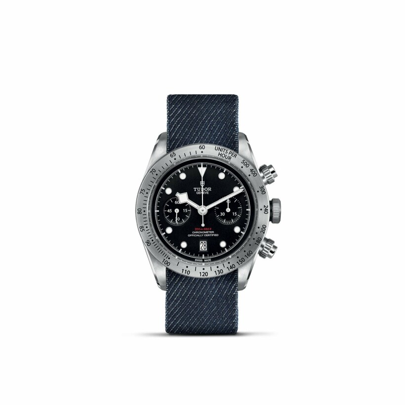 TUDOR Black Bay Heritage Chrono watch, 41 mm steel case, fabric strap