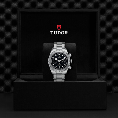 TUDOR Black Bay Heritage Chrono watch, 41 mm steel case, steel bracelet