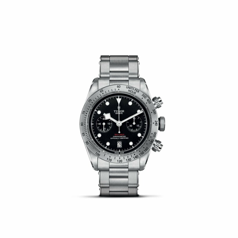 TUDOR Black Bay Heritage Chrono watch, 41 mm steel case, steel bracelet