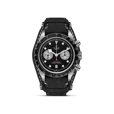 Montre TUDOR Black Bay Chrono boîtier en acier 41 mm, bracelet en cuir noir