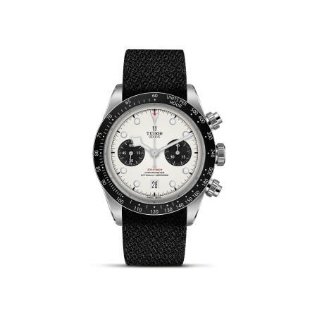 TUDOR Black Bay Chrono watch, 41 mm steel case, black fabric strap