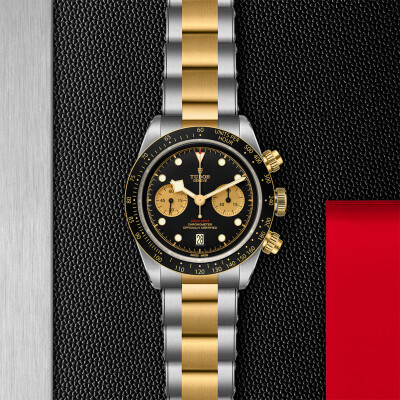 TUDOR Black Bay Heritage Chrono S&G watch, 41 mm steel case, steel and gold bracelet