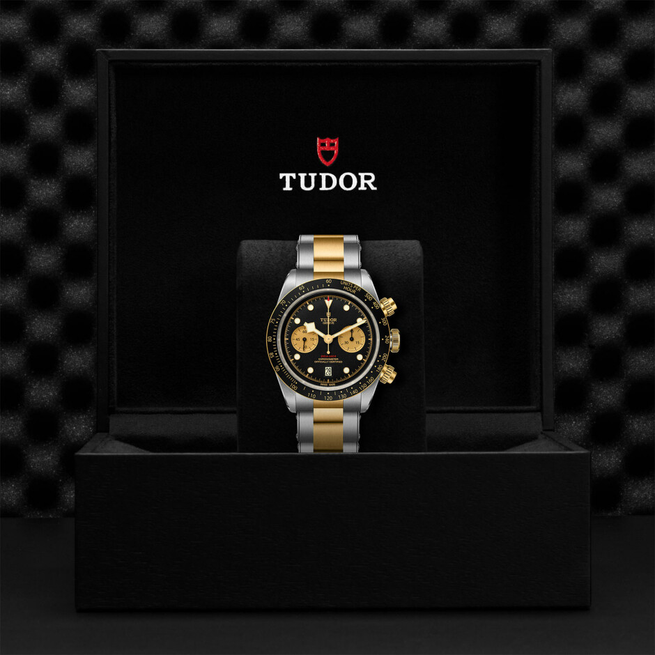 TUDOR Black Bay Heritage Chrono S&G watch, 41 mm steel case, steel and gold bracelet