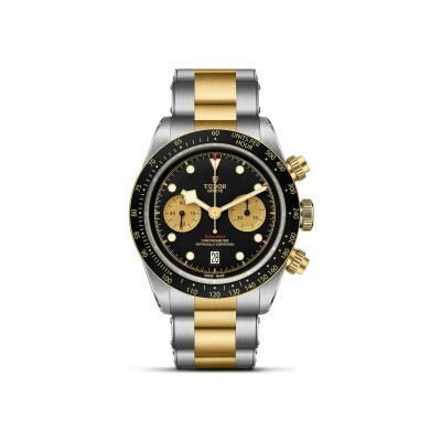 TUDOR Black Bay Heritage Chrono S&G watch, 41 mm steel case, steel and gold bracelet