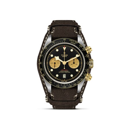 Montre TUDOR Black Bay Chrono S&G boîtier en acier 41 mm, bracelet en cuir brun