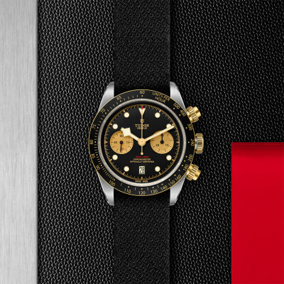 TUDOR Black Bay Heritage Chrono S&G watch, 41 mm steel case, black fabric strap