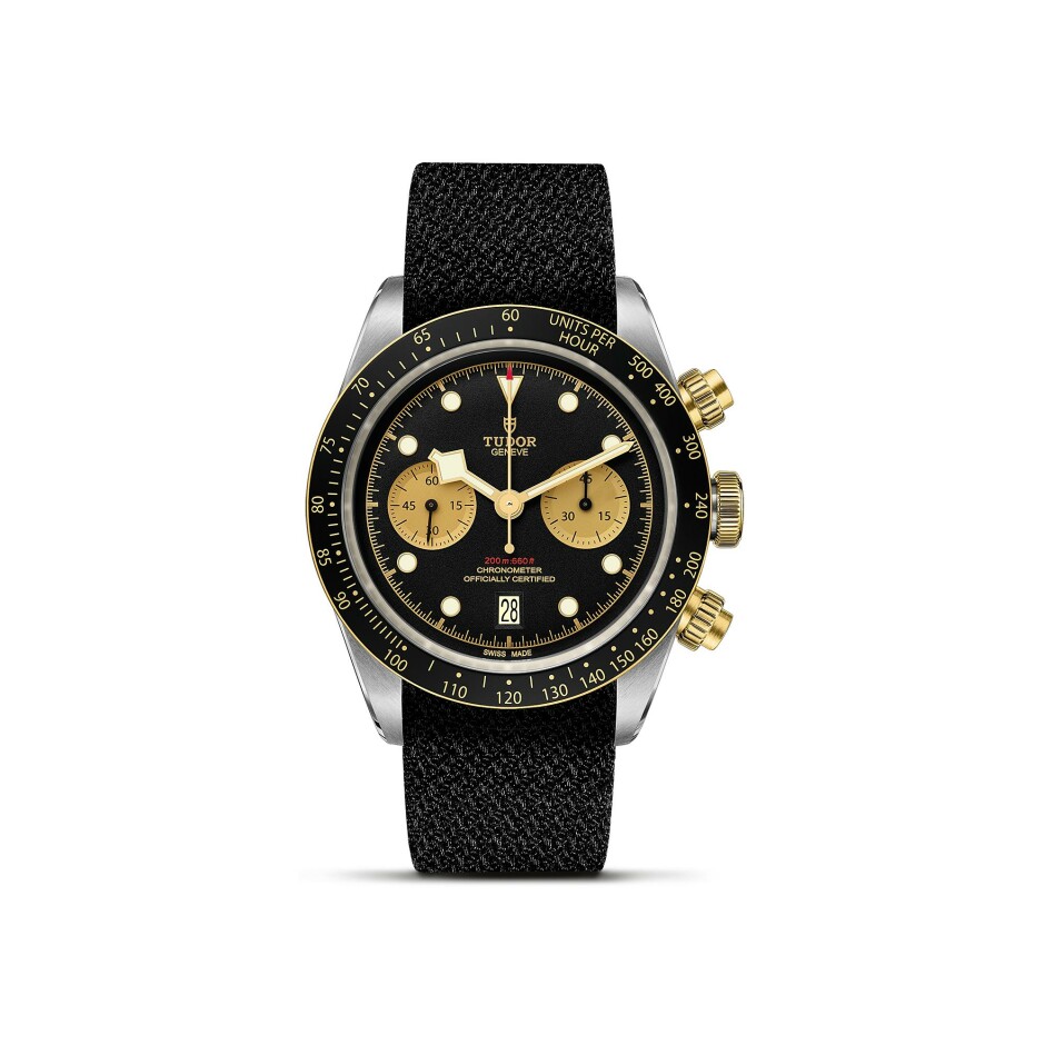 TUDOR Black Bay Heritage Chrono S&G watch, 41 mm steel case, black fabric strap