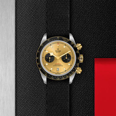 TUDOR Black Bay Chrono S&G watch,41 mm steel case, black fabric strap