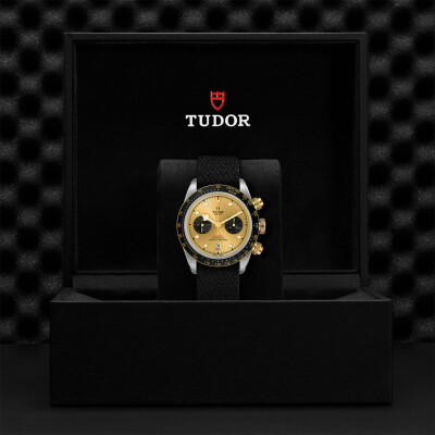 TUDOR Black Bay Chrono S&G watch,41 mm steel case, black fabric strap