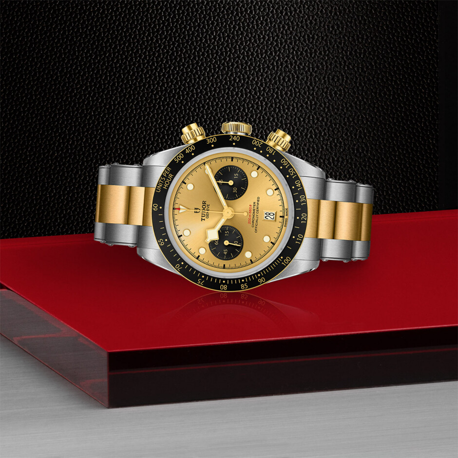 TUDOR Black Bay Chrono S&G watch,41 mm steel case, steel and yellow gold bracelet