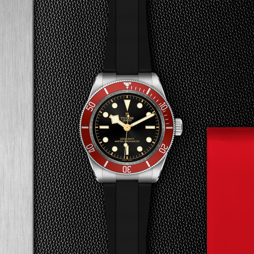 TUDOR Black Bay watch, 41mm steel case, Black rubber strap