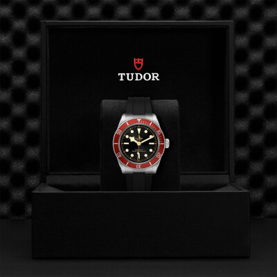 TUDOR Black Bay watch, 41mm steel case, Black rubber strap