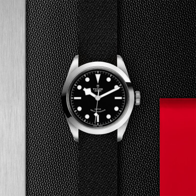 TUDOR Black Bay 41 watch, 41 mm steel case, black fabric strap