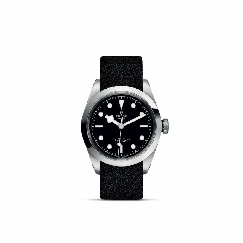 TUDOR Black Bay 41 watch, 41 mm steel case, black fabric strap