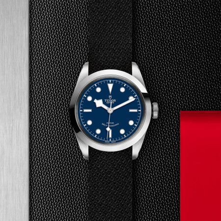 TUDOR Black Bay 41 watch, 41 mm steel case, black fabric strap