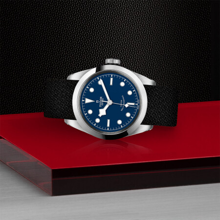 TUDOR Black Bay 41 watch, 41 mm steel case, black fabric strap