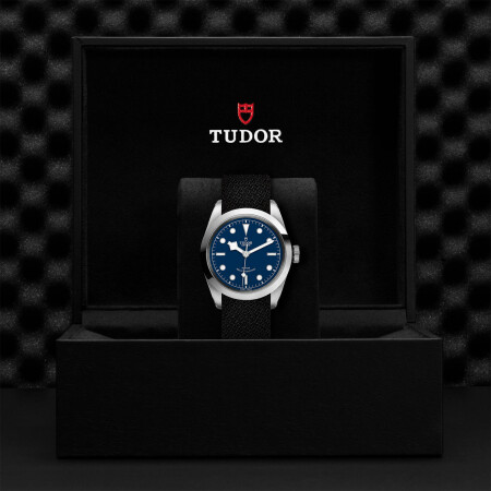 TUDOR Black Bay 41 watch, 41 mm steel case, black fabric strap