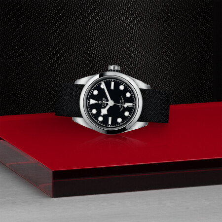 TUDOR Black Bay 32 watch, 32 mm steel case, black fabric strap