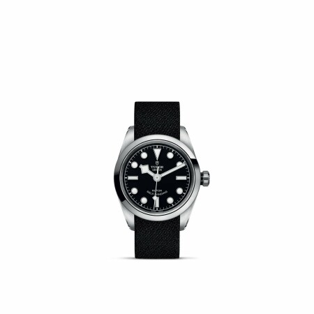 TUDOR Black Bay 32 watch, 32 mm steel case, black fabric strap