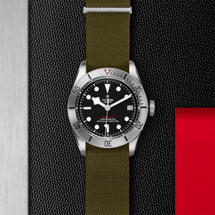 TUDOR Black Bay Steel watch, 41 mm steel case, fabric strap