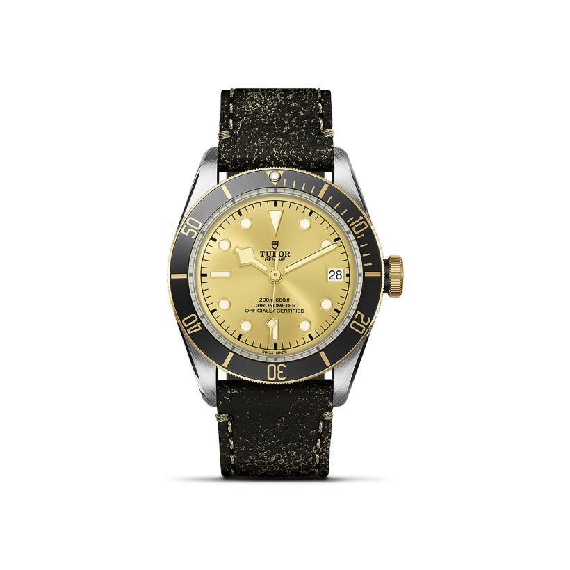TUDOR Black Bay S&G Uhr, 41-mm-Stahlgehäuse, gealtertes Lederarmband