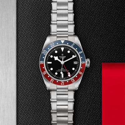 TUDOR Black Bay GMT watch, 41 mm steel case, steel bracelet