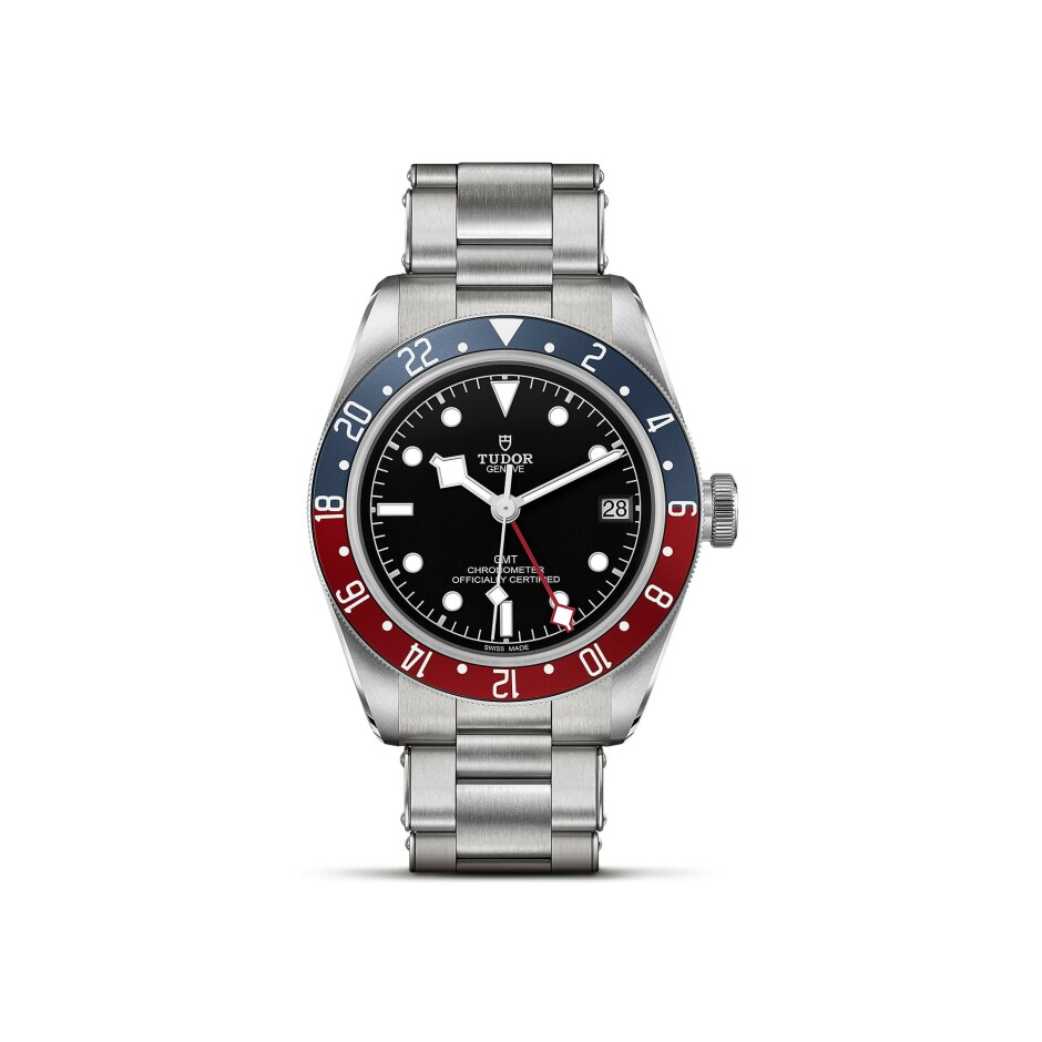 TUDOR Black Bay GMT watch, 41 mm steel case, steel bracelet