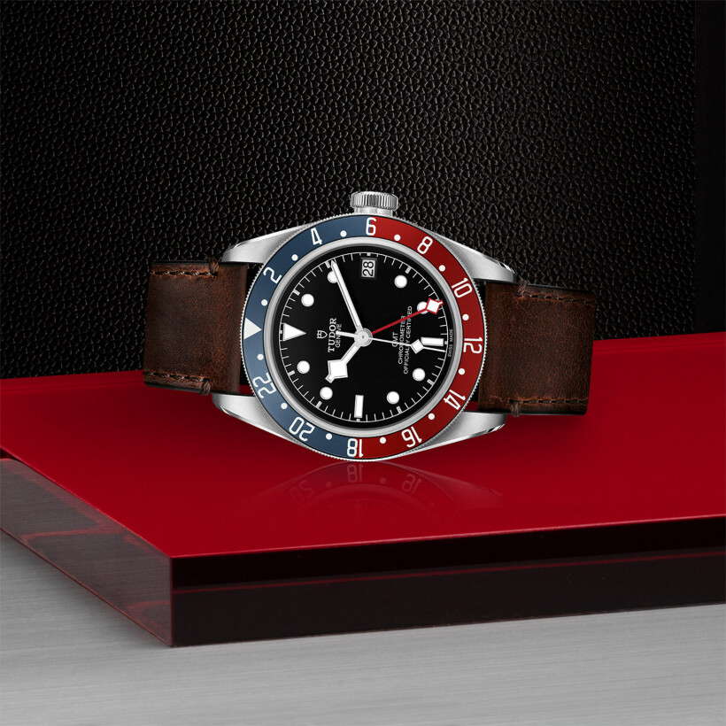 TUDOR Black Bay GMT case in steel 41 mm, leather strap brown «terra di siena» watch