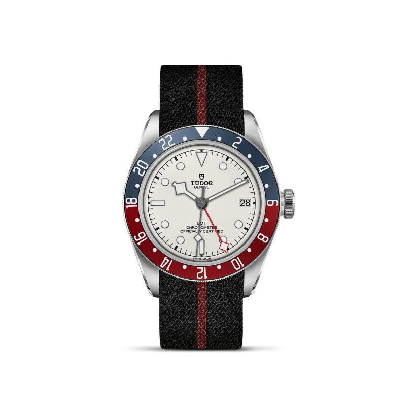 TUDOR Black Bay GMT watch, 41mm steel case, Fabric strap