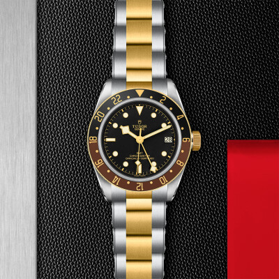 TUDOR Black Bay GMT S&G watch,41 mm steel case, steel and yellow gold bracelet