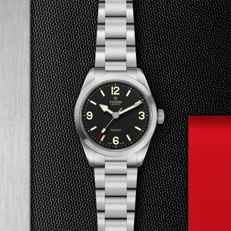 TUDOR Ranger watch, 39 mm steel case, Black dial