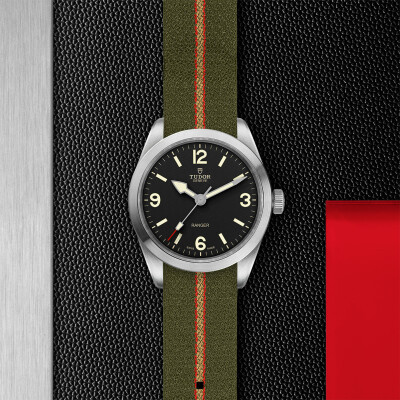 TUDOR Ranger watch, 39 mm steel case, Black dial