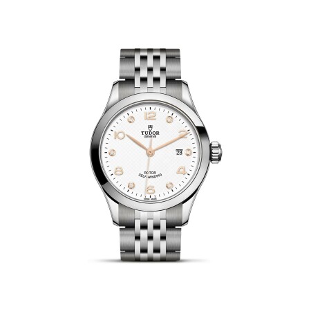 TUDOR 1926 watch, 28 mm steel case, white diamond-set dial