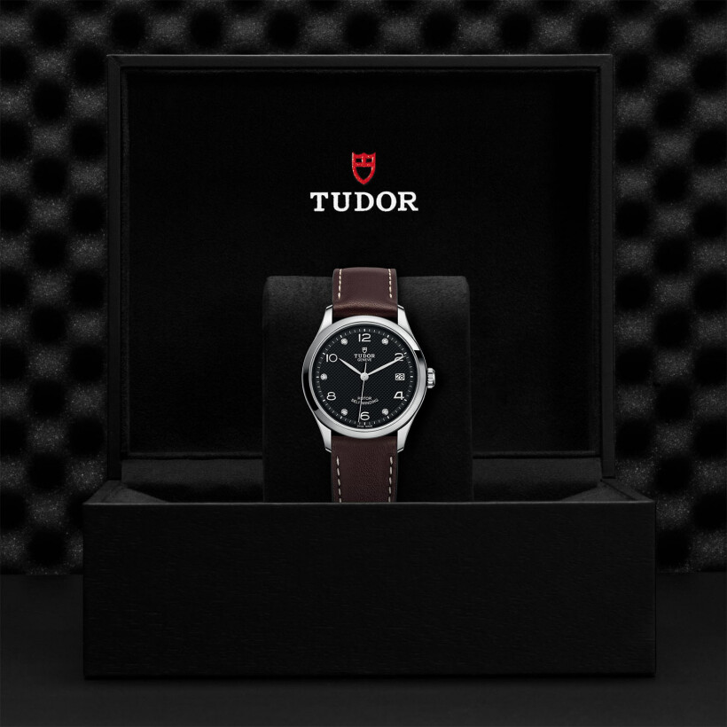 TUDOR 1926 watch, 36 mm steel case, diamond-set dial