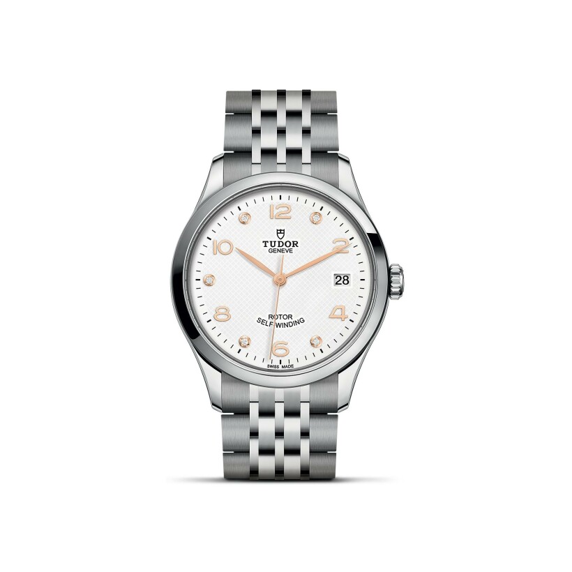 Montre TUDOR 1926 boîtier en acier 36 mm, cadran blanc serti de diamants