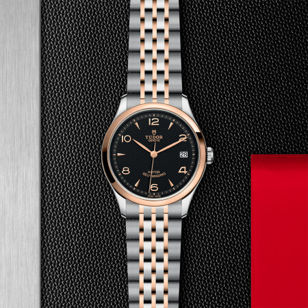 TUDOR 1926 watch, 36 mm steel case, pink gold bezel