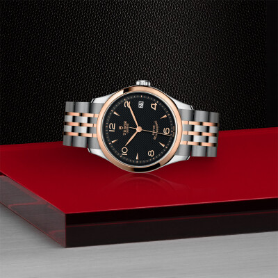 TUDOR 1926 watch, 36 mm steel case, pink gold bezel