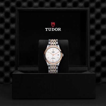 TUDOR 1926 watch, 36 mm steel case, pink gold bezel